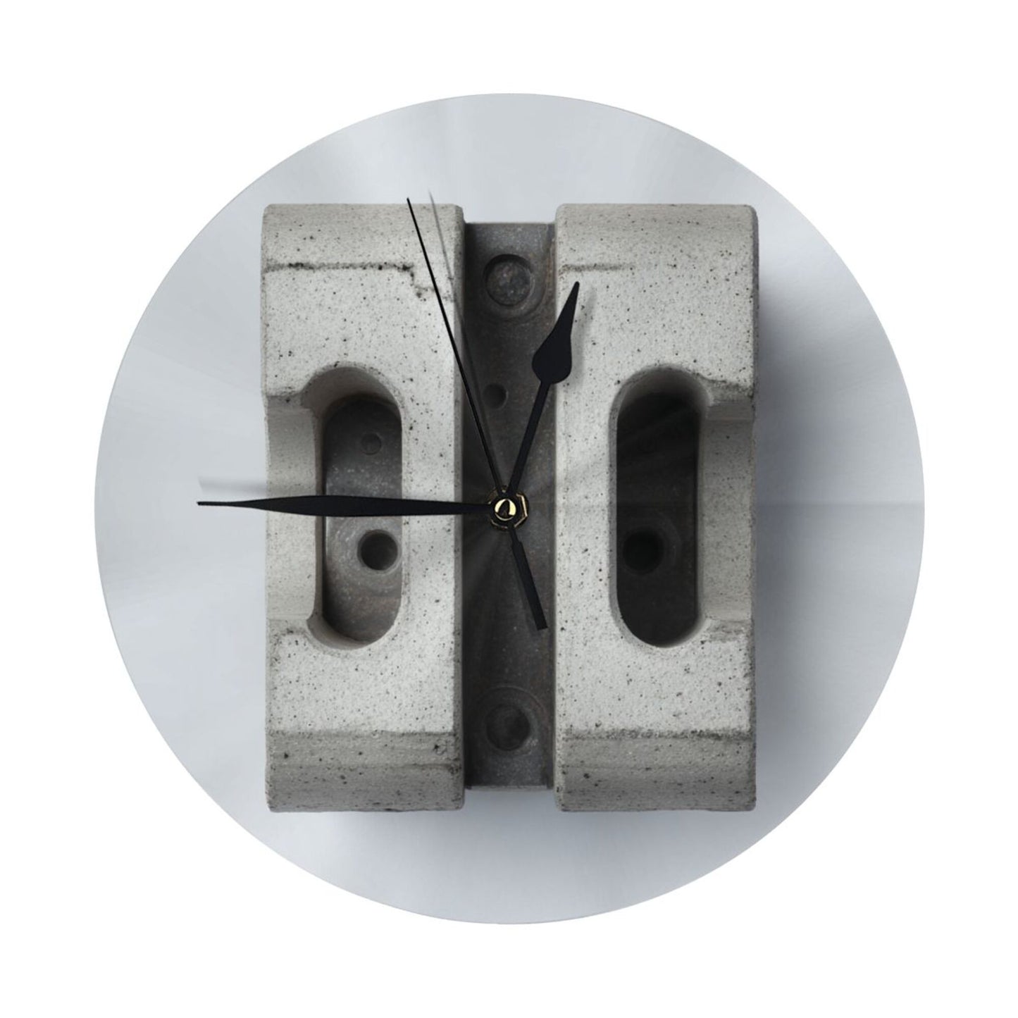 25cm Industrial Concrete Block Wall Clock|Minimalist Silent Round Wall Clock with Raw Texture Design