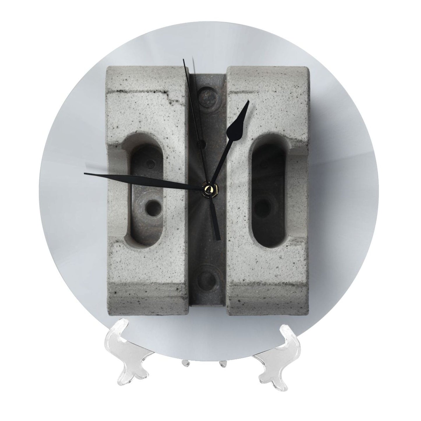 25cm Industrial Concrete Block Wall Clock|Minimalist Silent Round Wall Clock with Raw Texture Design