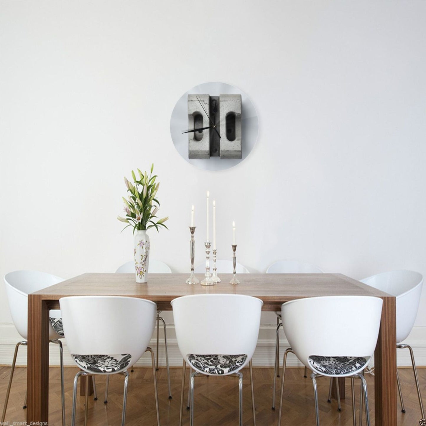 25cm Industrial Concrete Block Wall Clock|Minimalist Silent Round Wall Clock with Raw Texture Design