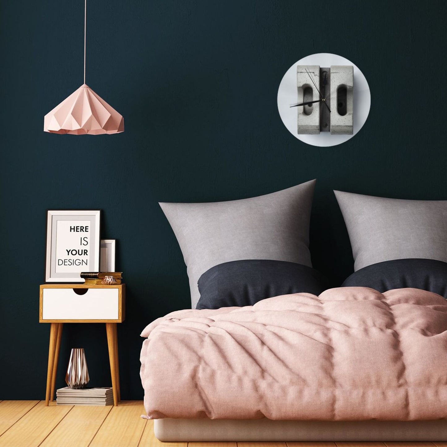 25cm Industrial Concrete Block Wall Clock|Minimalist Silent Round Wall Clock with Raw Texture Design