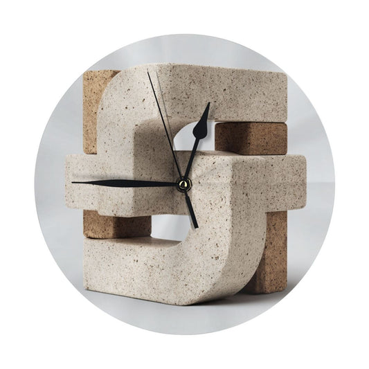 25cm Geometric Stone Texture Wall Clock|Modern Silent Round Decorative Clock|Minimalist Artistic Wall Timepiece