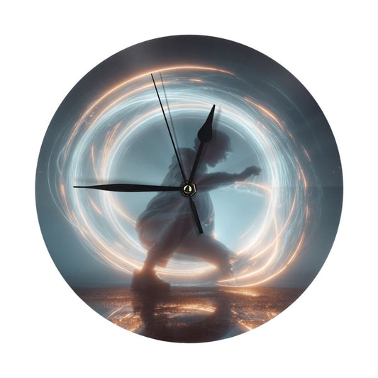 25cm Silent Wall Clock|Light Motion Dancer Design|Modern Sci-Fi Artistic Timepiece