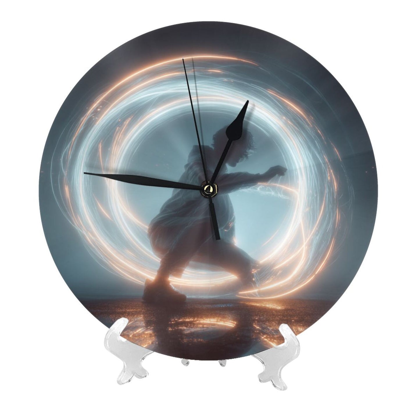 25cm Silent Wall Clock|Light Motion Dancer Design|Modern Sci-Fi Artistic Timepiece