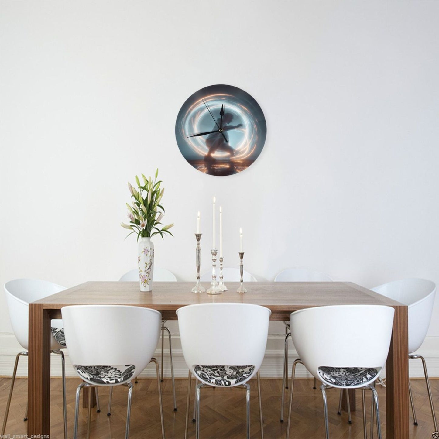 25cm Silent Wall Clock|Light Motion Dancer Design|Modern Sci-Fi Artistic Timepiece