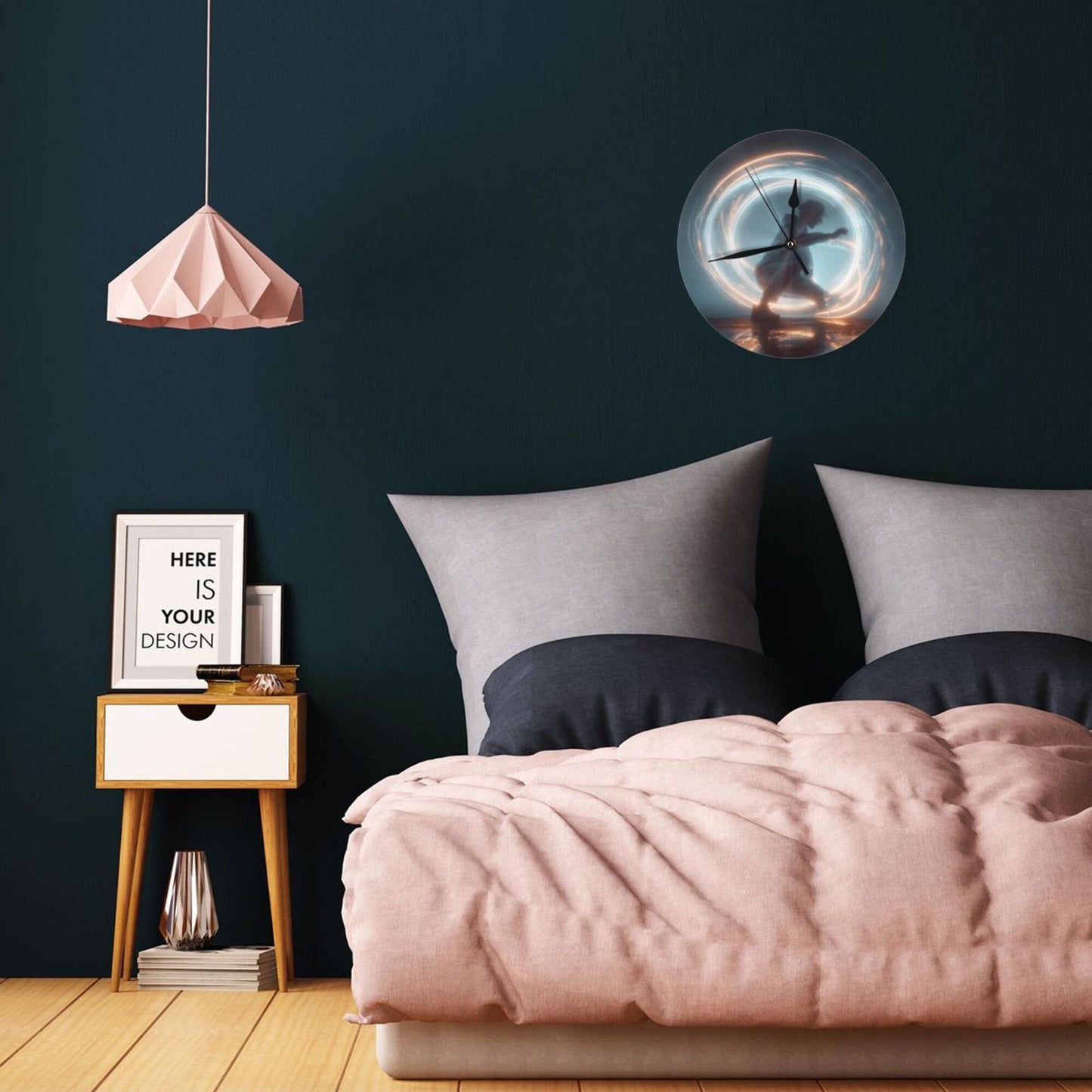 25cm Silent Wall Clock|Light Motion Dancer Design|Modern Sci-Fi Artistic Timepiece