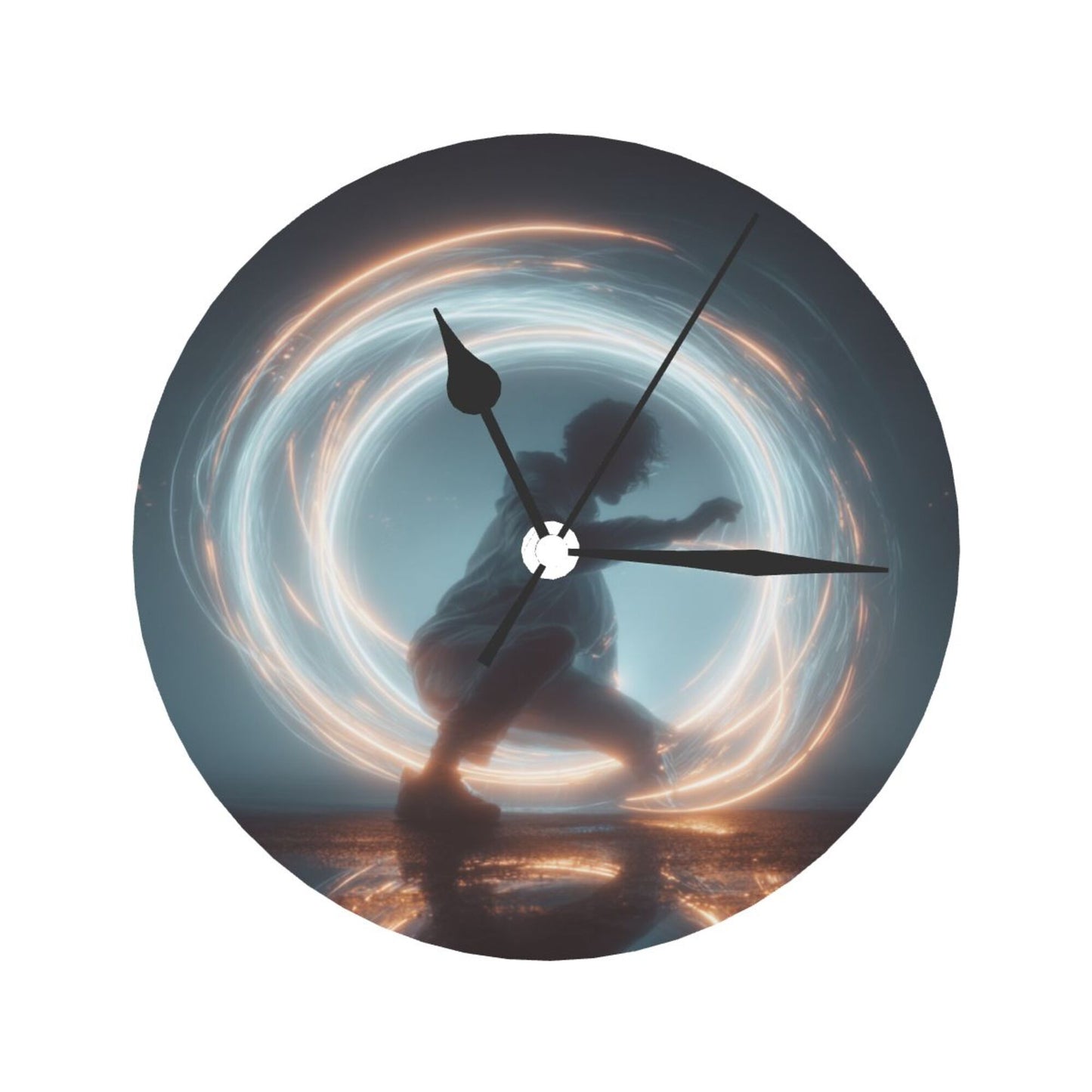 25cm Silent Wall Clock|Light Motion Dancer Design|Modern Sci-Fi Artistic Timepiece