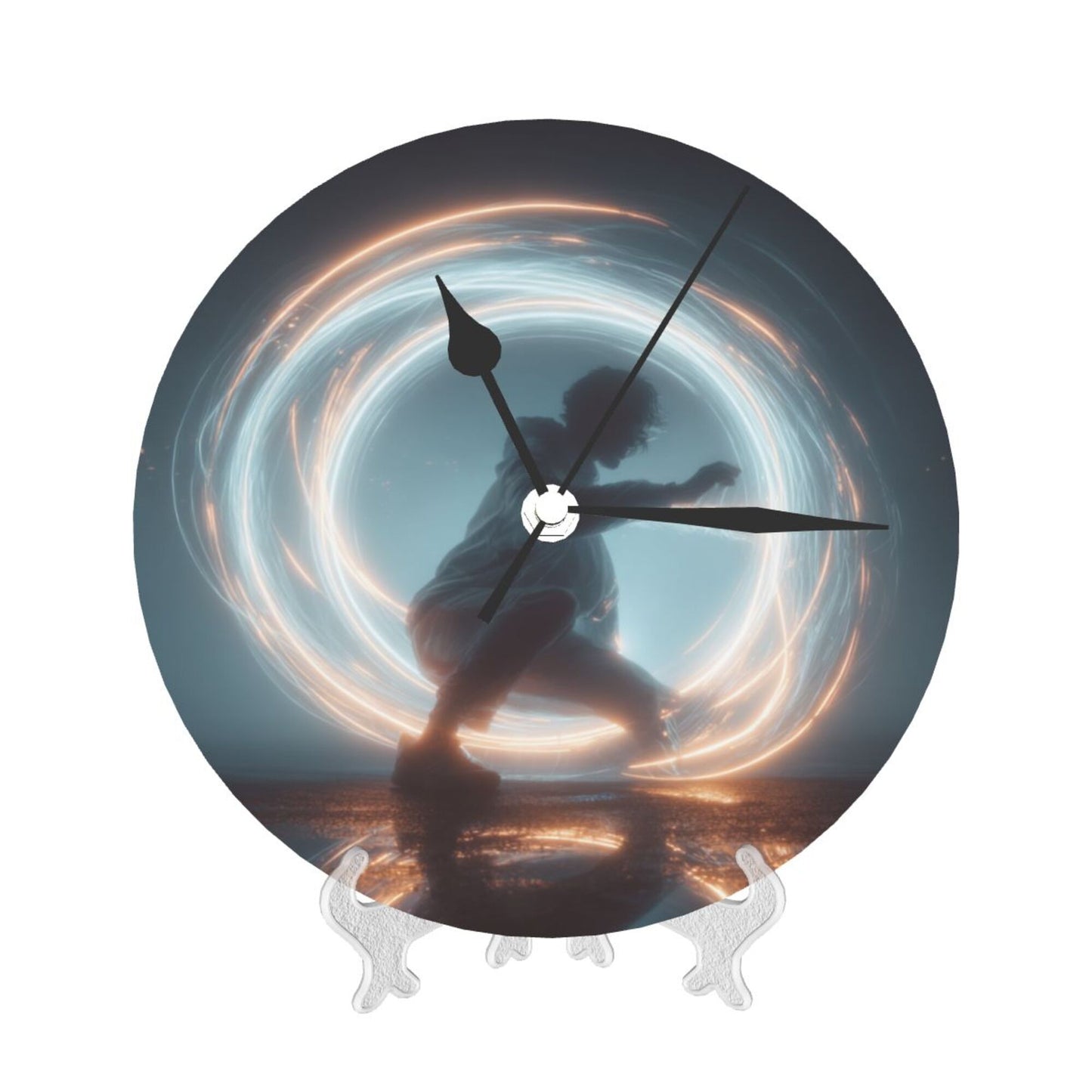 25cm Silent Wall Clock|Light Motion Dancer Design|Modern Sci-Fi Artistic Timepiece