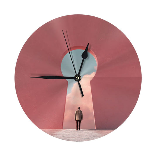 25cm Silent Wall Clock|Keyhole of Discovery|Minimal Surreal Art Clock