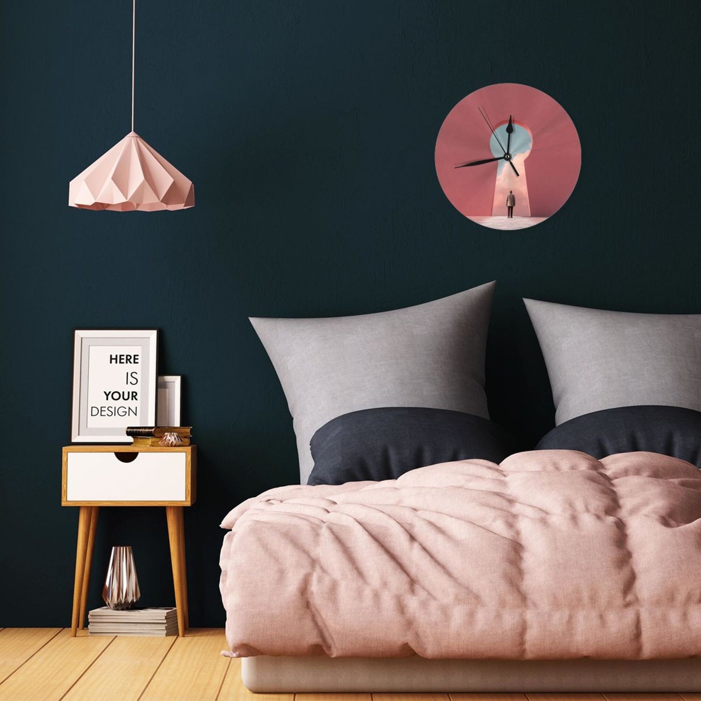 25cm Silent Wall Clock|Keyhole of Discovery|Minimal Surreal Art Clock