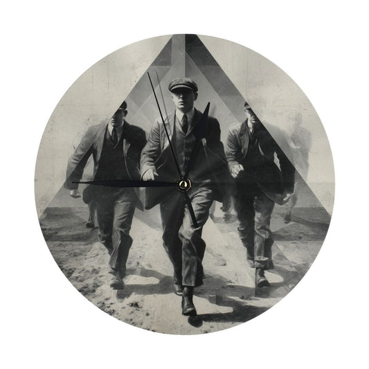 25cm Retro Running Gentlemen Wall Clock|Black & White Silent Action-Inspired Timepiece