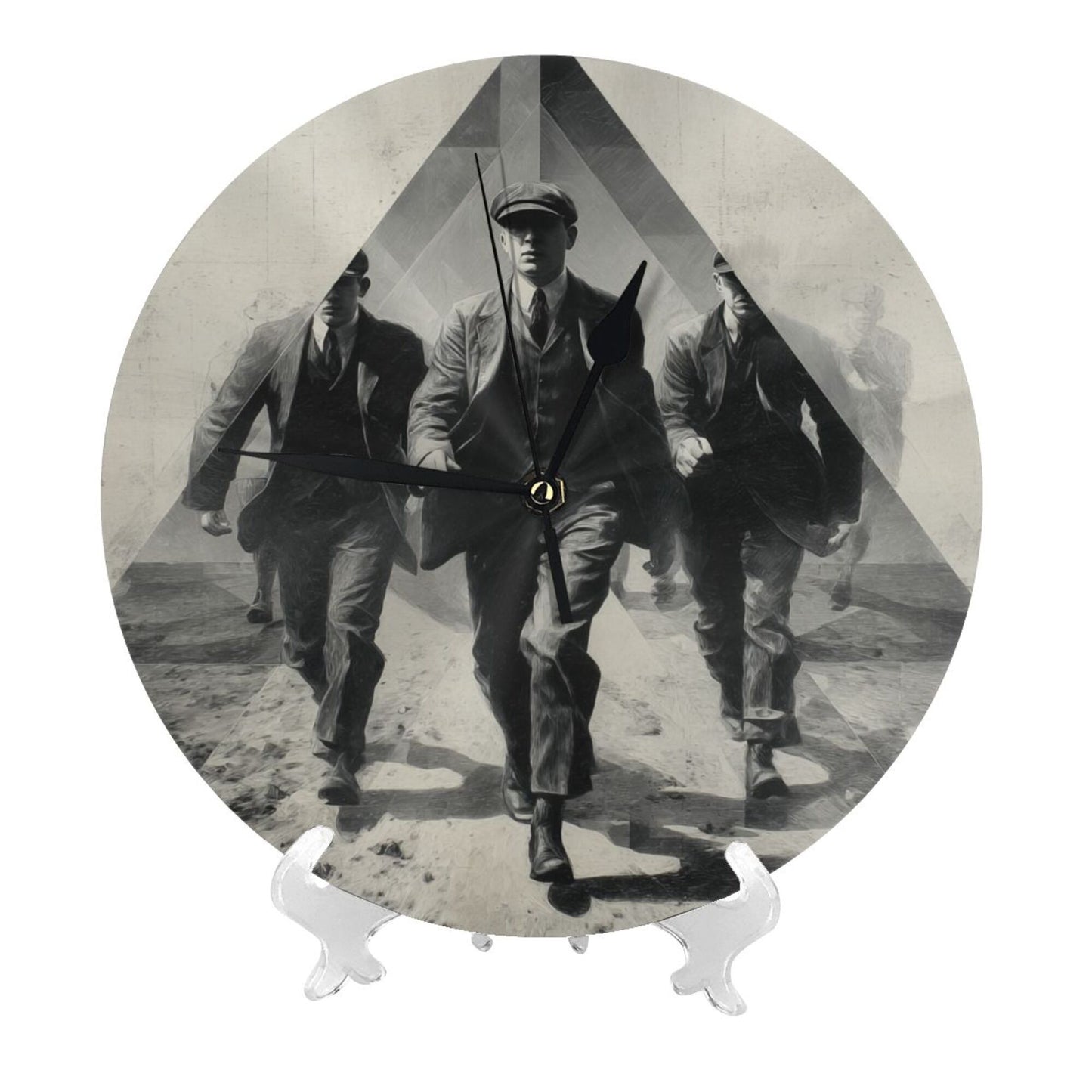 25cm Retro Running Gentlemen Wall Clock|Black & White Silent Action-Inspired Timepiece