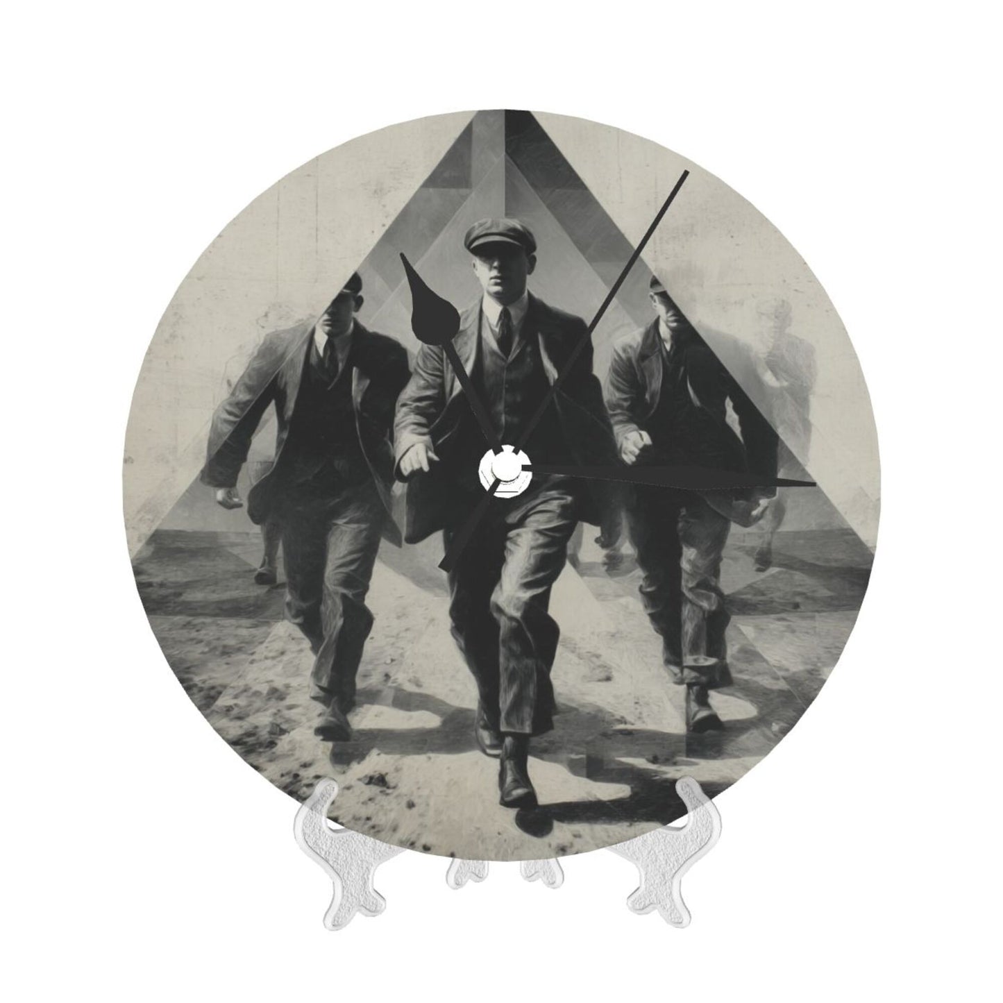 25cm Retro Running Gentlemen Wall Clock|Black & White Silent Action-Inspired Timepiece