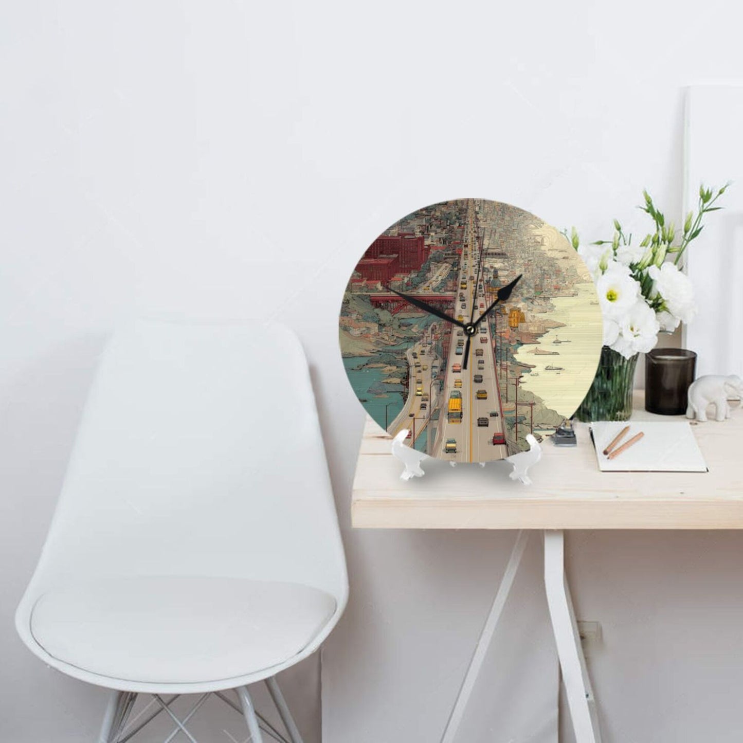25cm Urban Traffic Theme Wall Clock|City Rhythm Artistic Timepiece|Silent Decor Clock