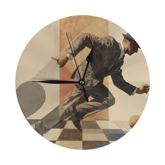 25cm Retro Geometric Running Man Wall Clock|Silent Artistic Clock|Abstract Time Decor