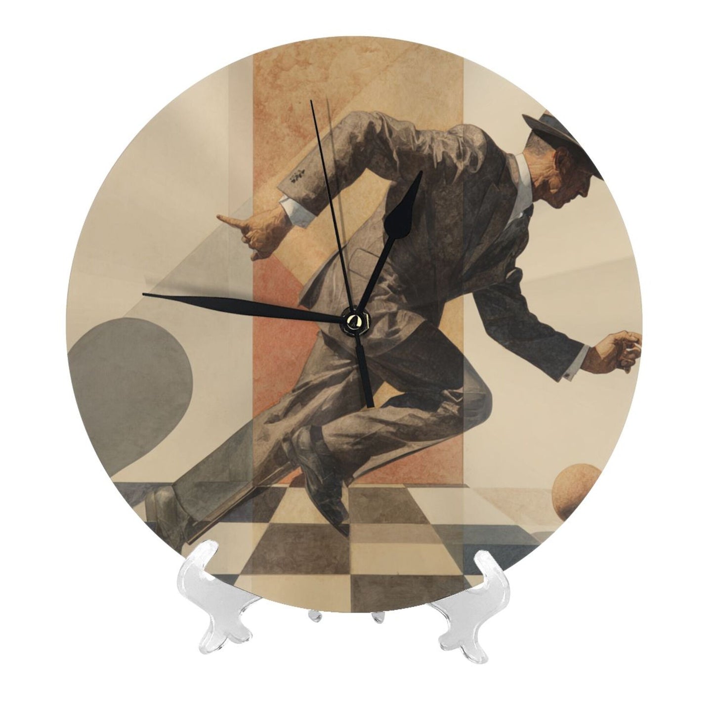 25cm Retro Geometric Running Man Wall Clock|Silent Artistic Clock|Abstract Time Decor