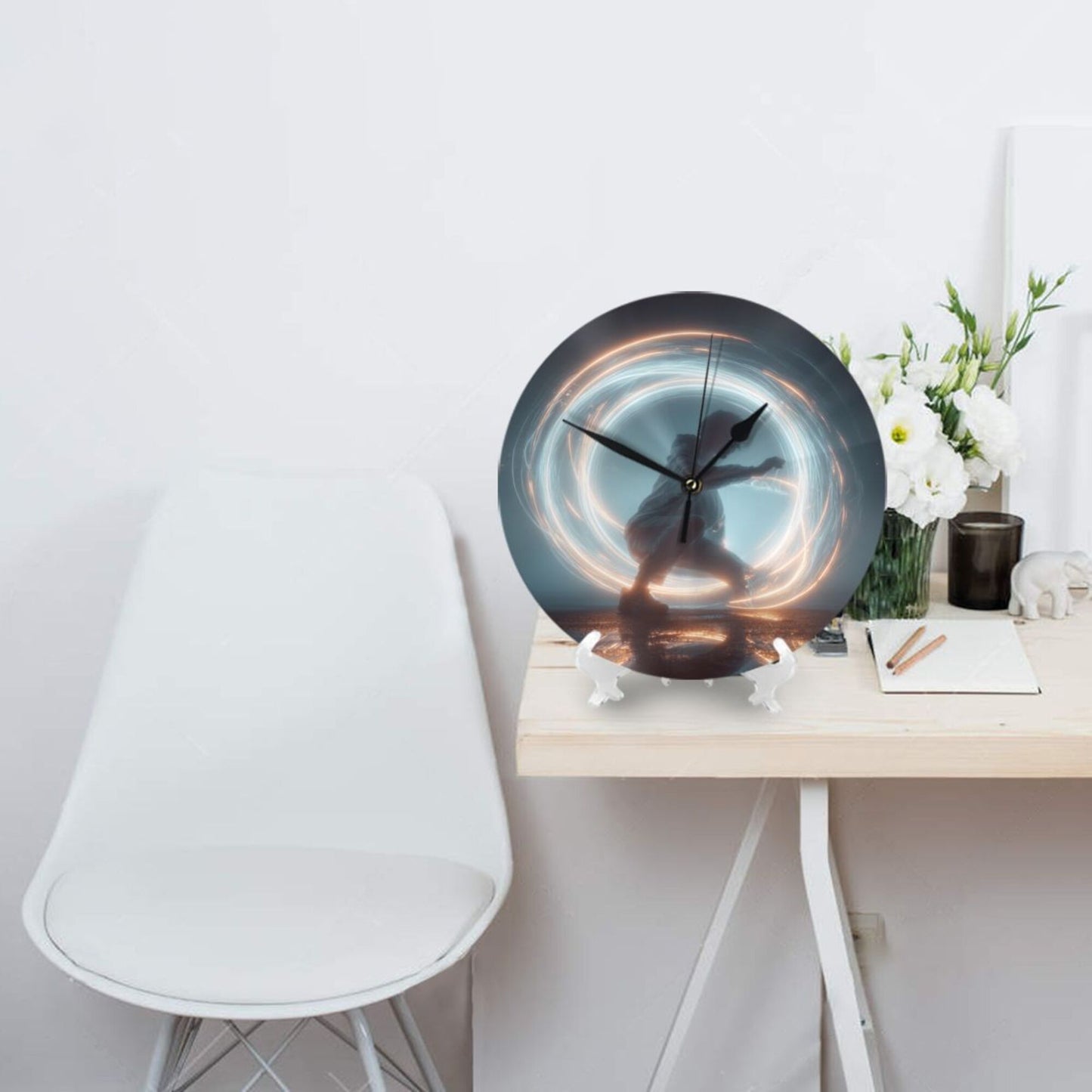 25cm Silent Wall Clock｜Light Motion Dancer Design｜Modern Sci-Fi Artistic Timepiece