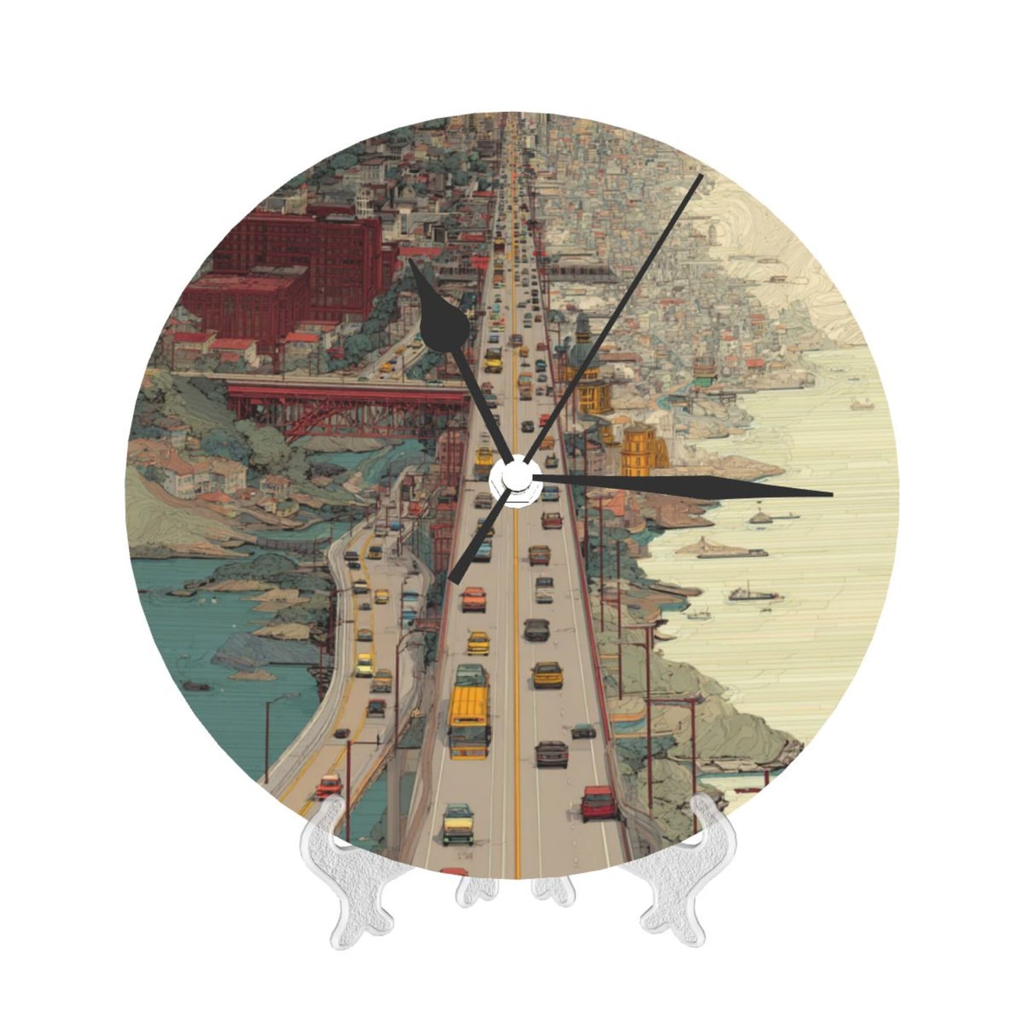 25cm Urban Traffic Theme Wall Clock｜City Rhythm Artistic Timepiece｜Silent Decor Clock