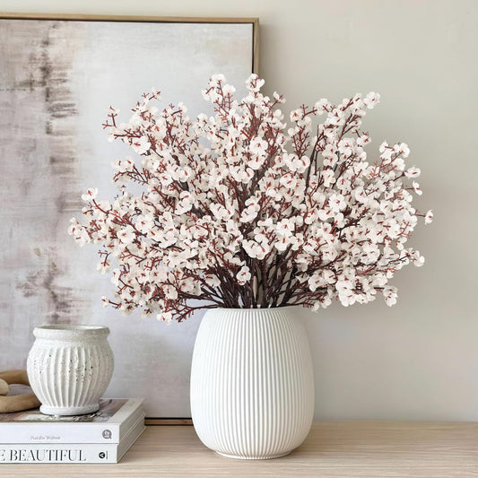 8 Bundles Artificial Cherry Blossom Branches – 19.29" Real Touch Silk Flowers with Bendable Stems & Detachable Branches – Lifelike Floral Stems for Spring Decor, Wedding, Home, Office